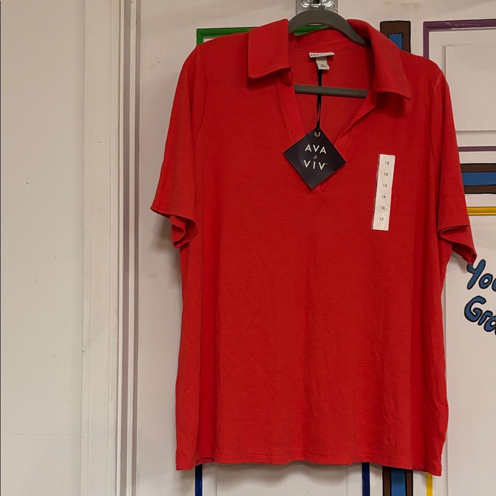 Ava & Viv Red Short Sleeve Top